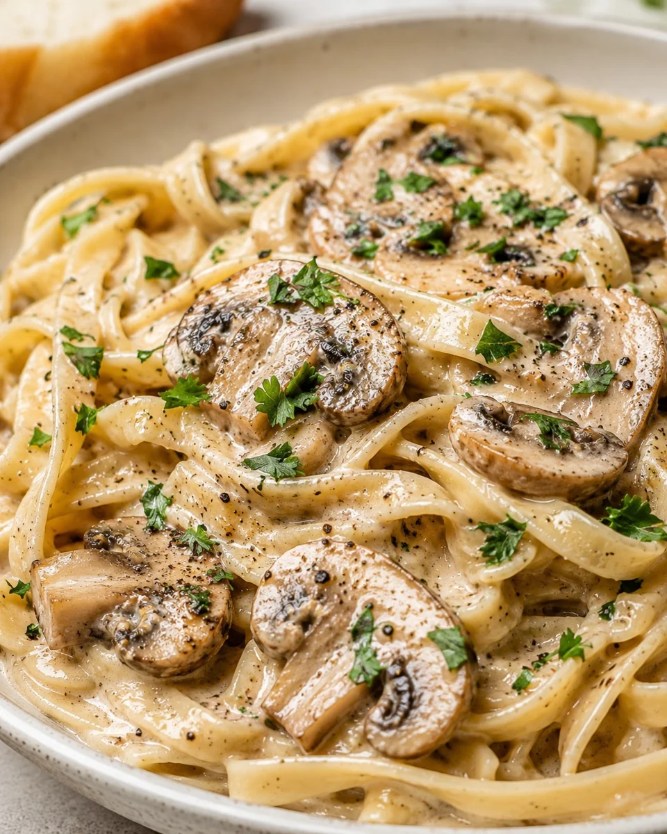 Creamy mushroom pasta from the app